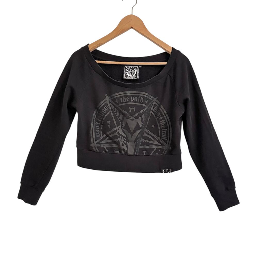 Killstar Carpe Noctem Trailblazer Cropped Sweatshirt Top XL Goth Witchy